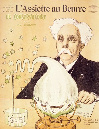 Caricatura de Gabriel Fauré (1845-1924) creando estrellas, de 